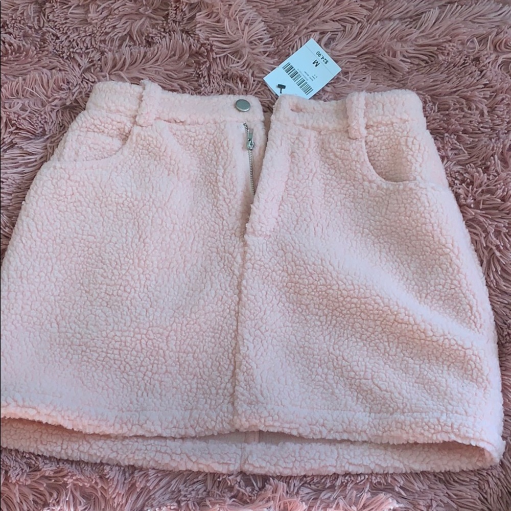 Forever 21 Faux Shearling Pink Mini Skirt